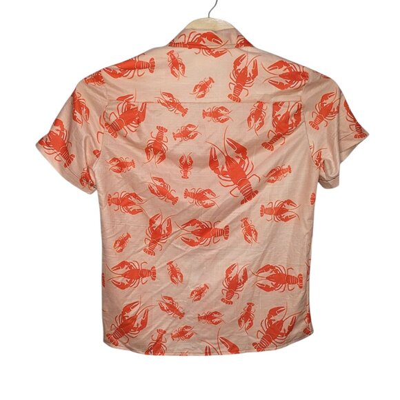 Boozelele Shirt Men's Medium Lobster Print Short Sleeve Button Down - Picture 3 of 5